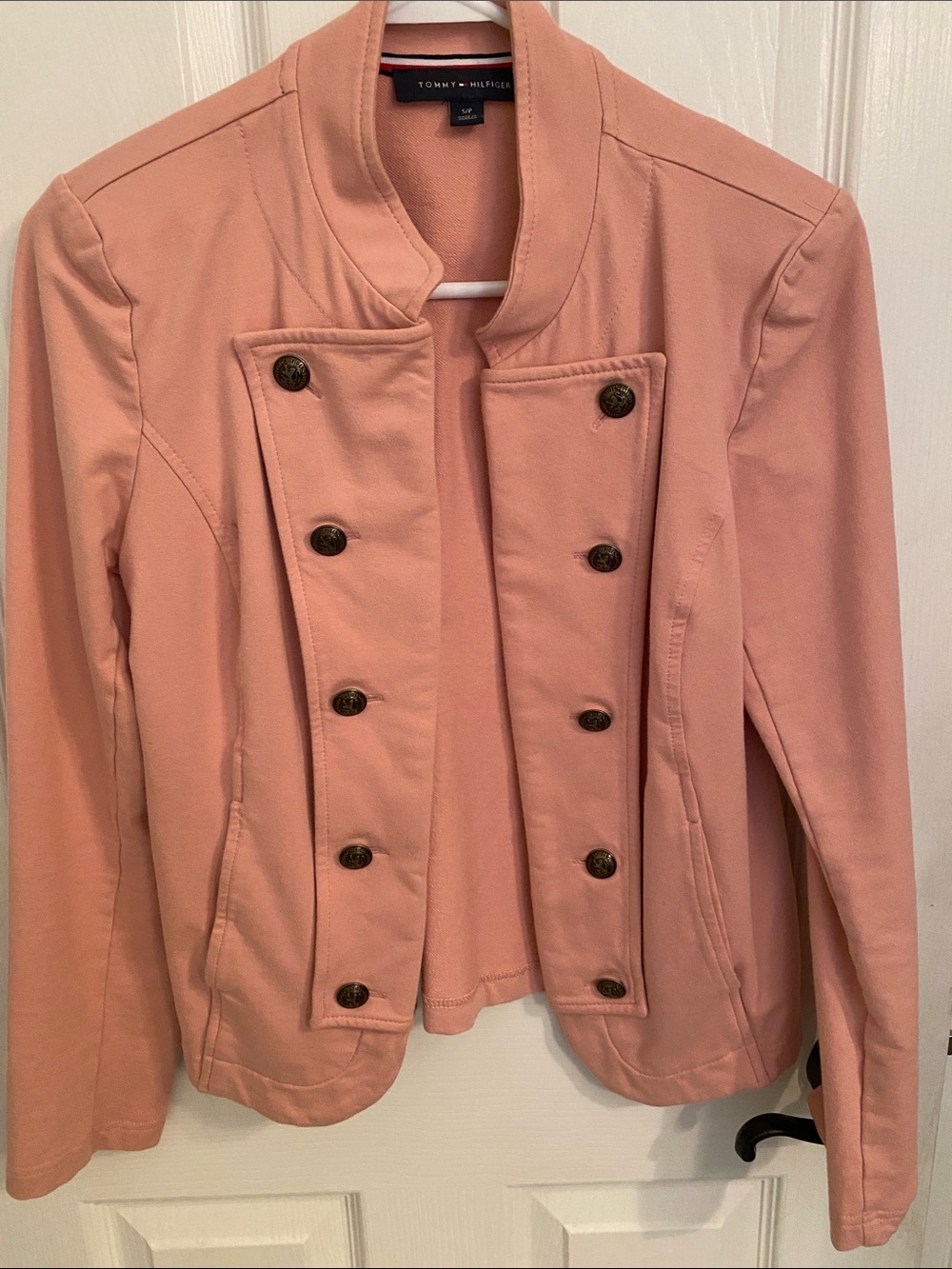 Tommy Hilfiger Blush Pink Military-Style Double-Breasted Jacket
